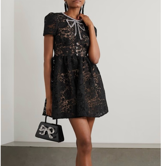 Self portrait Black cord Lace Dress Size UK 8 - Picture 2 of 6